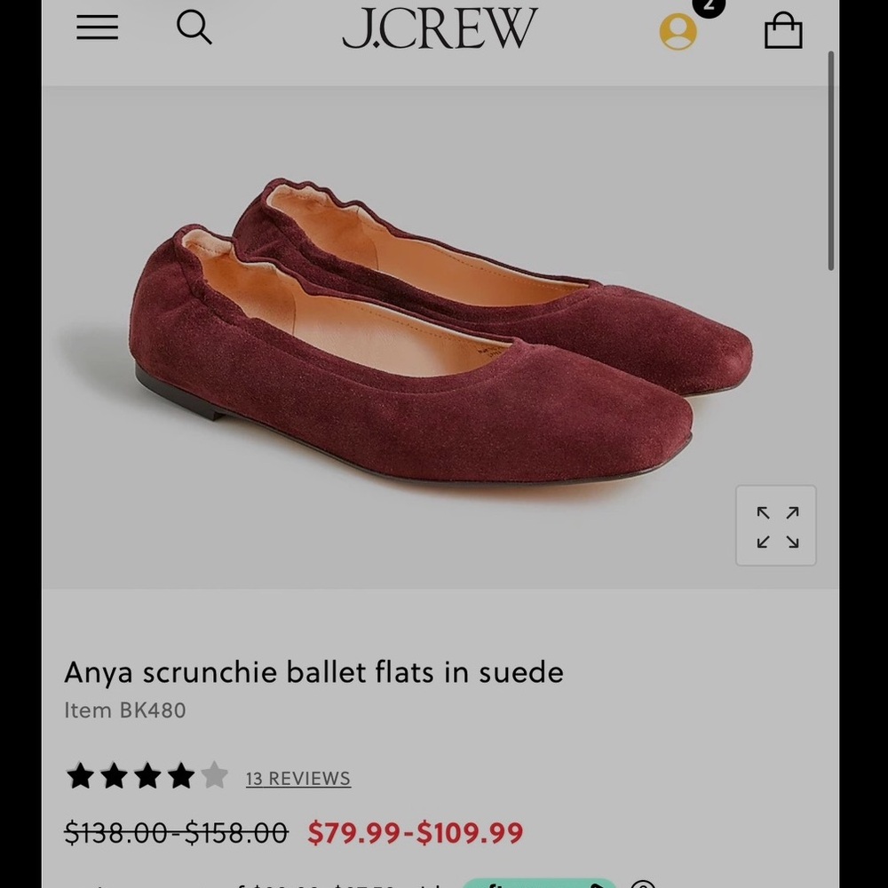 J Crew Anya Scrunchie Ballet Flat